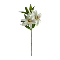 Nearly Natural 31" Ruburn Lily Artificial Flower (Set of 2), White