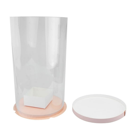 Round Hug Bucket Gift Container The Pet Box for Valentine's Day Rose Decor Flowers Bouquet 2 Pcs Pink