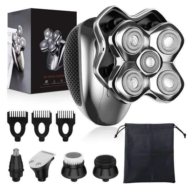 Afeitadora de cabeza eléctrica inalámbrica para hombre, maquinilla de afeitar portátil, recargable, en seco y húmedo, afeitadora de cabeza calva, recortadora de nariz, afeitadora Facial