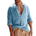 thumbnail image 3 of Chiccall Cotton Linen T Shirts for Men Casual Deep V Neck Long Sleeve Summer Beach Lightwieght Tee, 3 of 6