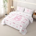 thumbnail image 3 of Manfei Princess Bowknot Letter Monogrammed B Twin Quilt Set for Girls,Teens Women Shabby Chic Bow Tie Initial Twin Coverlet Set, 3 of 7
