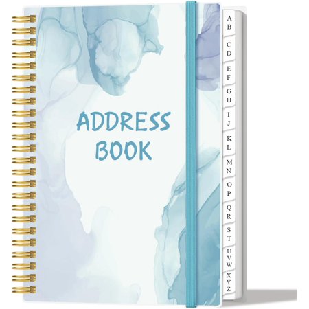 Address Book with Alphabetical Tabs - A5 Telephone & Address Book with Address Contacts, Special Date, Phone, Birthday & Internet Login Password for Home and Office, 6.2" x 8.5", Blue Watercolor