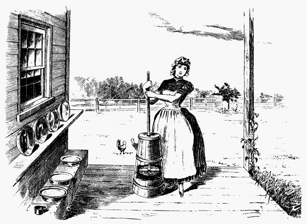 Butter Churn, 19Th Century. /Ndutch Mode Of Churning Butter. Late 19Th