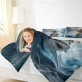 thumbnail image 4 of Manfei Cute Cat Shark Bedding Comforter Set,Nautical Adventure Theme Twin Comforter Sets,Blue Ocran Bedding Set For Girls,Breathable Home Decor Reversible,2-Piece, 4 of 8