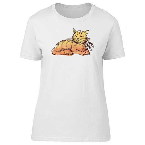 Cute Fluffy Orange Kitten Sketch Tee Women's -Image by Shutterstock