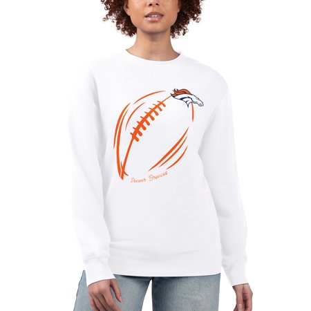 Women's G-III 4Her by Carl Banks White Denver Broncos Football Logo Graphic Fleece Pullover Sweatshirt