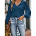thumbnail image 3 of Cupshe Women's Top Long Puff Sleeve V-Neck Cut Out Lace Trims Cloth, 3 of 5