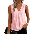 thumbnail image 5 of GZWYHT Women's V Neck Tank Top Soft Summer Sleeveless Shirt Casual Loose Fit T-Shirt Breathable Comfortable Women's T-Shirt Pink 2XL, 5 of 7