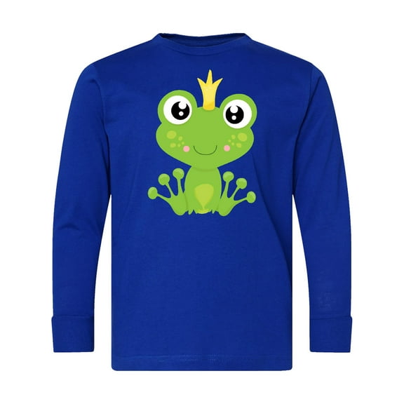 Inktastic Cute Frog, Green Frog, Frog Prince, Crown Long Sleeve Youth T-Shirt