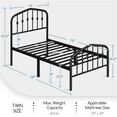 thumbnail image 4 of Topeakmart Metal Bed Frame with Arched Headboard and Footboard, Black, Twin, 4 of 8