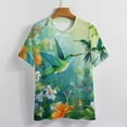 thumbnail image 3 of Flower Hummingbird Women's Short Sleeve Tops Casual Blouses T Shirt, 3 of 6