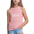 thumbnail image 2 of AHTJRT Girls Tank Top Stretchy Crochet Eyelet Sweater Vests Halter Neck Tops Resort Cruise Cover Ups 2026 Spring Summer Beach Vacation Clothes Pink 7-8 Years, 2 of 5