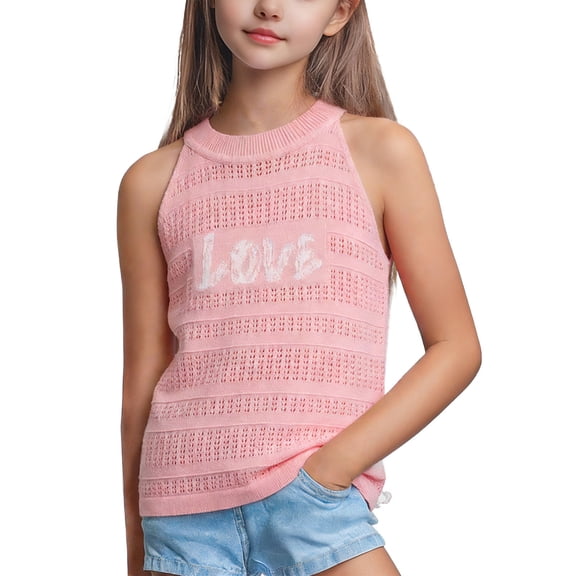 BLTIBY Girls Tank Tops Halter Sleeveless Summer Trendy Cute Lightweight Cooling Ice Silk Eyelet Shirts
