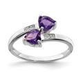 thumbnail image 4 of 925 Sterling Silver Rhodium Amethyst and Diamond Heart Ring Size 7, 4 of 6