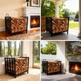 thumbnail image 5 of Studyset 17" Small Firewood Rack, Log Rack Wood Rack, Firewood Storage Rack, Heavy Duty Indoor Log Holder With Handles, Wood Storage Stand Decorative Fire Wood Storage Stand For Fireplace, Patio, 5 of 8