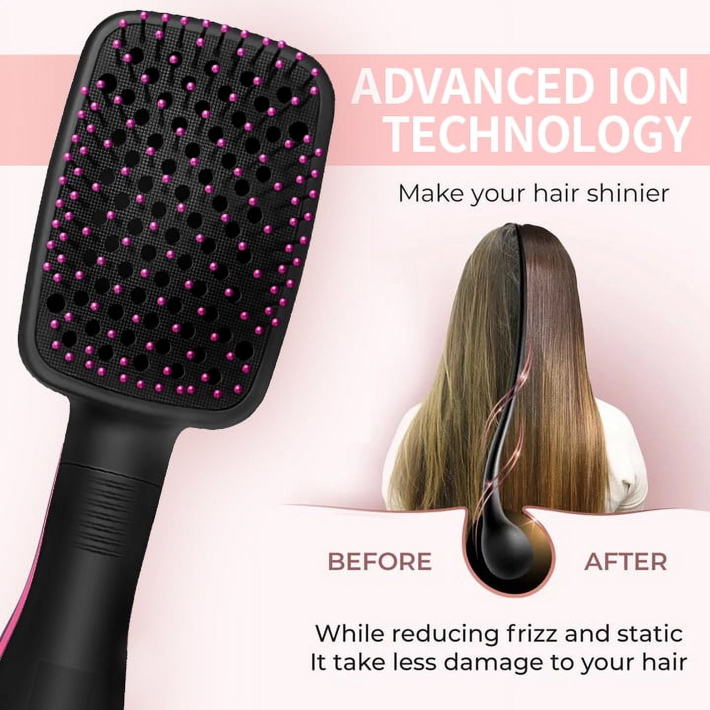 Hair Dryer Brush, Jungle Wave 2 in 1 Negative Ion Blow Dryer with Comb, Fast Drying Hot Air Brush