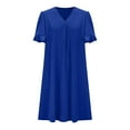 thumbnail image 7 of Oplxuo Summer Dresses for Women Ruffle Short Sleeve V Neck Casual Shift Dress with Pockets, 7 of 7