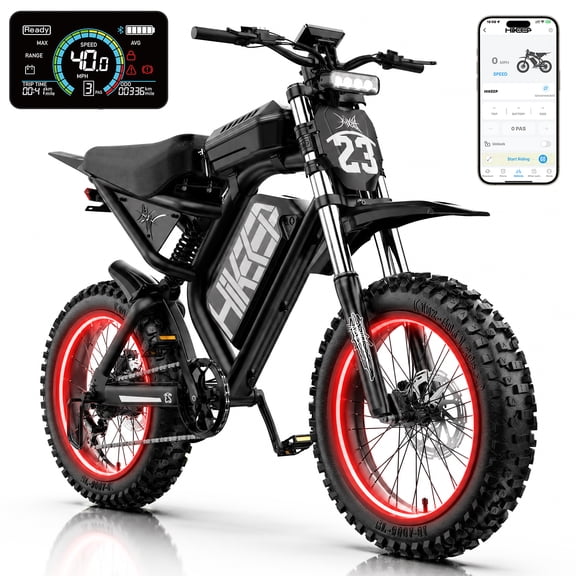 HiKeep 1500 3000W Electric Bike for Adults, Off-Road Ebike, 52V 40Ah UL 2849 Battery, 20x4 Fat Tire Dirt E-Bike, Full Suspension, Max 40 mph