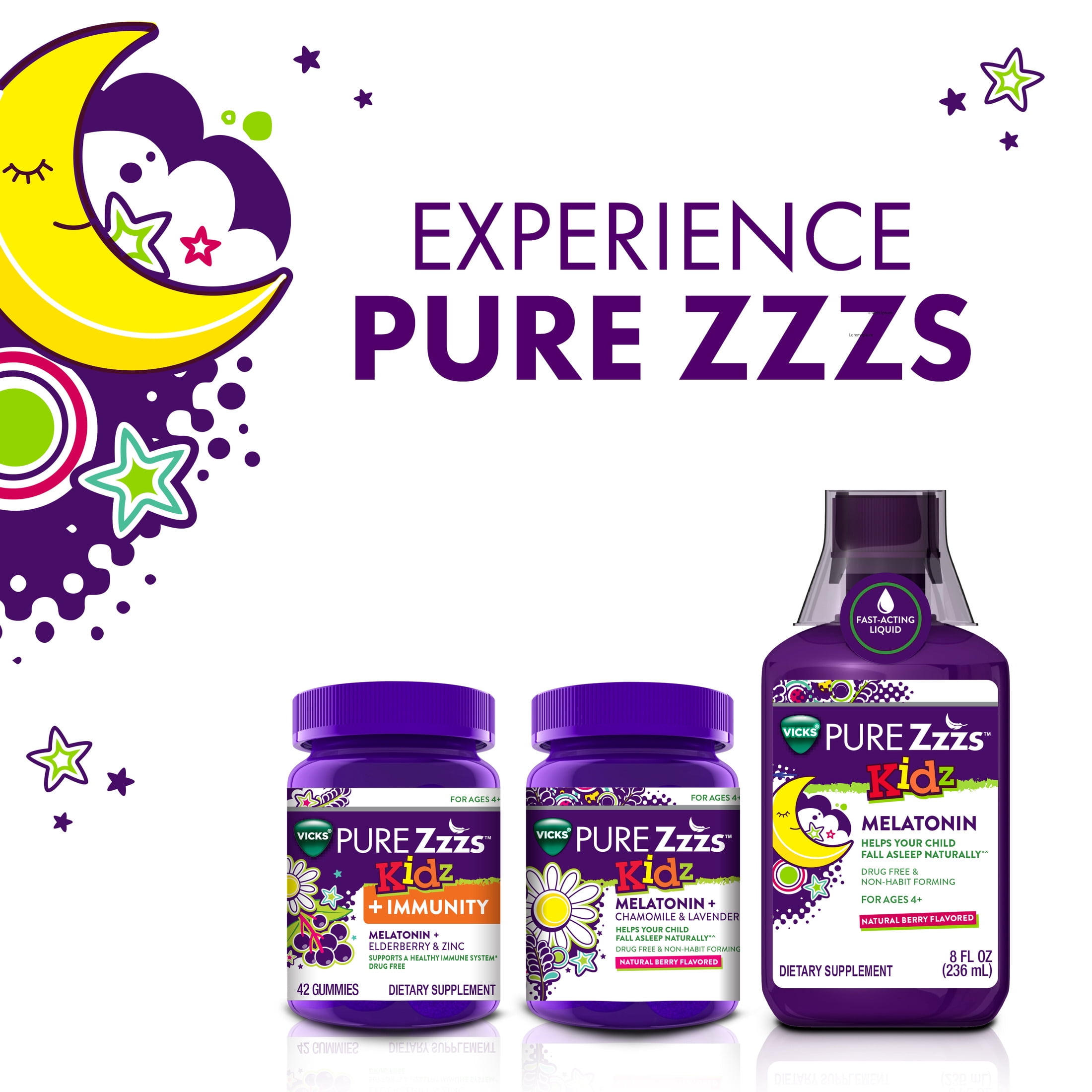 ZzzQuil Pure Zzzs Melatonin Sleep Aid Kids Gummies, Melatonin 1mg for Children, 42 Count