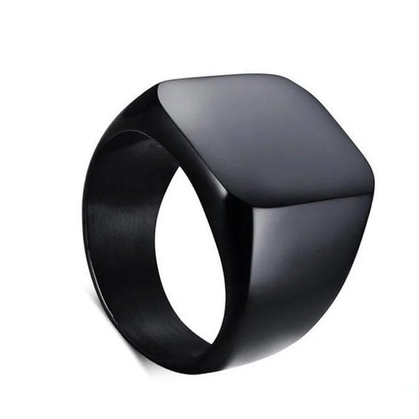 Anillo clásico Simple para hombre, anillos cuadrados de esmalte negro brillante, anillos de dedo para hombre, joyas de compromiso de boda, regalo de joyería de lujo