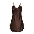 thumbnail image 2 of INSPIRE CHIC Women Satin Lace Trim Sleepwear Nightgown Pajama Slip Dress Coffee-Lace XXL, 2 of 7