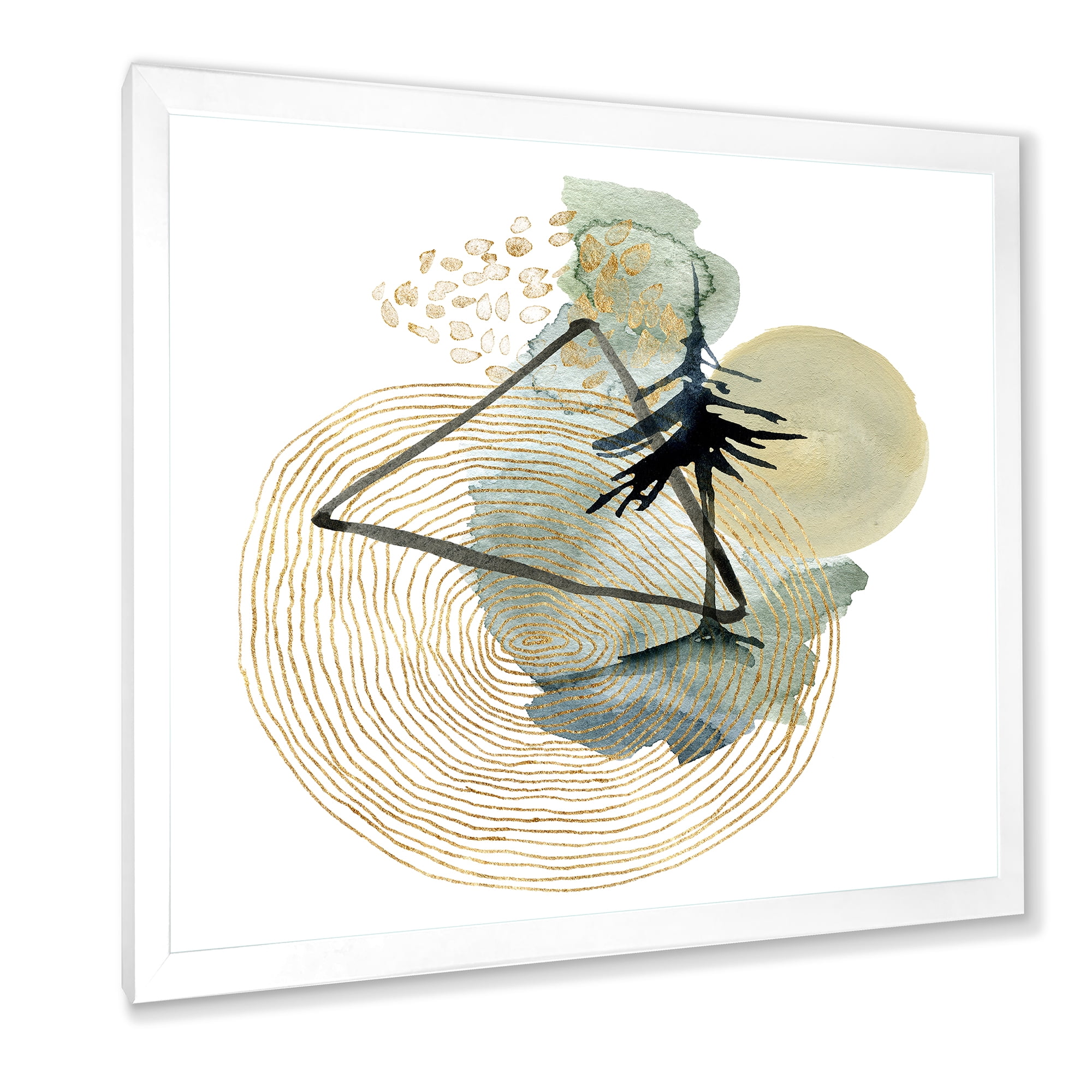 Designart 'Abstract Landscape Of Mountains Tree and Moon' Mid-Century Modern Framed Art Print