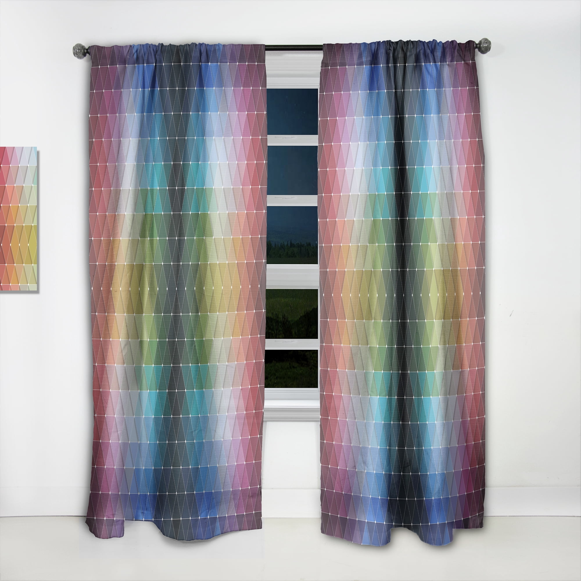 Designart 'Triangular Shapes Colourfields XVI' Modern & Contemporary Curtain Panel
