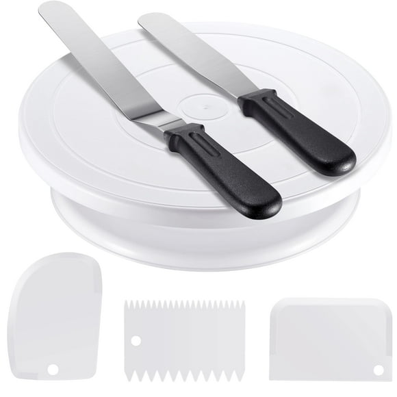 Kit de decoración de tartas Kootek, plato giratorio para tartas con espátula, color blanco