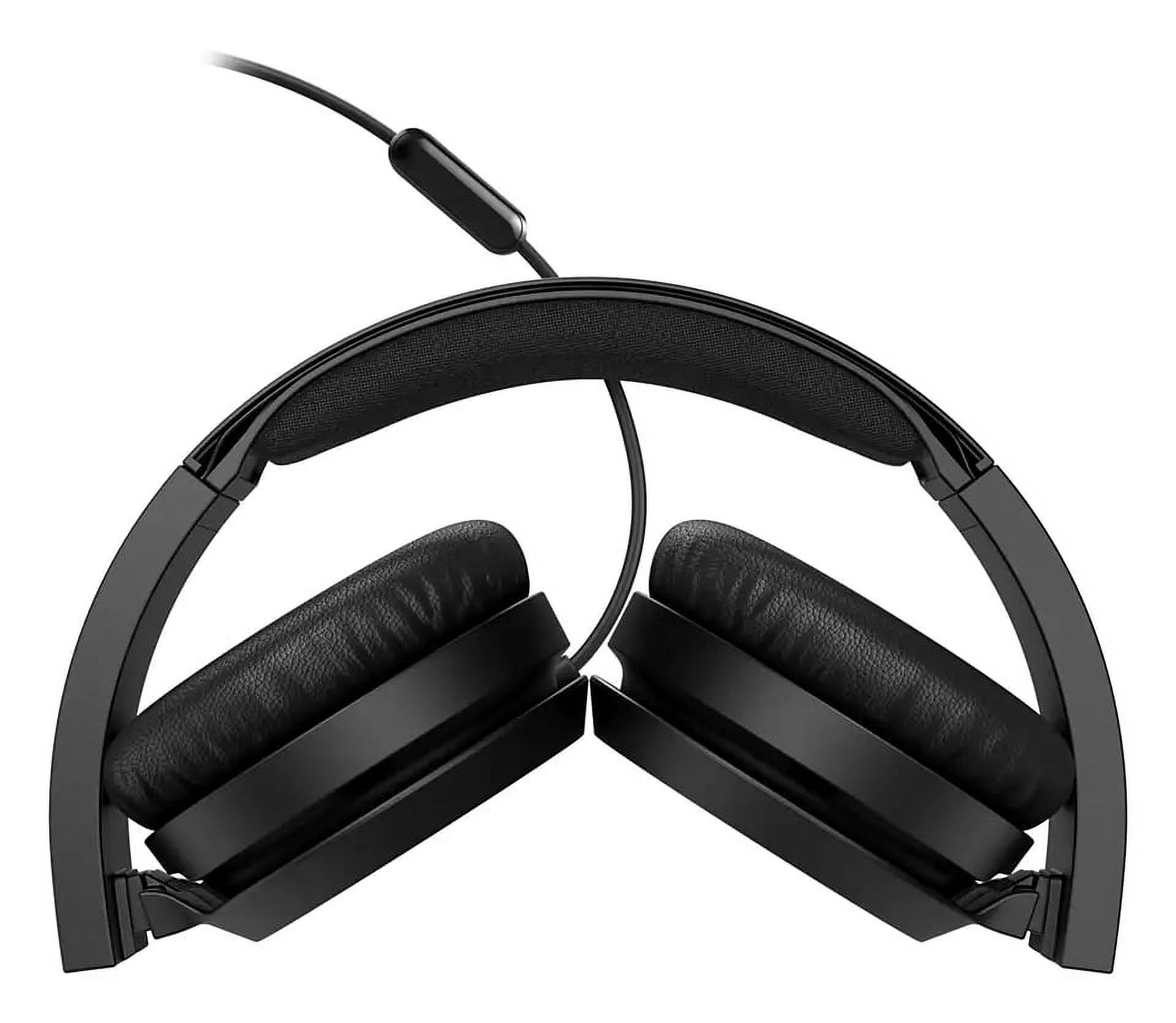 Philips Audio On-Ear Headphones TAH4105BK/00 with Microphone (In-Line Remote Control, Flat Folding, Angled Jack, Padded Headband, Noise Isolating) Black – 2020/2021 Model - image 2 of 5