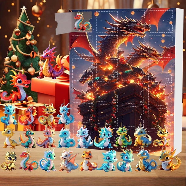 Christmas Decorations Clearance!! Christmas Countdown Calendar: Featuring 24 Surprise Gifts Including Adorable 2D Dragon Baby Dolls & Stunning Christmas Pendant From The Festive Dragon Series