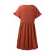 thumbnail image 5 of Vestido largo de lino liso con cuello redondo para mujer - Corte holgado, poliéster, elegante vestido informal de verano, 5 of 5