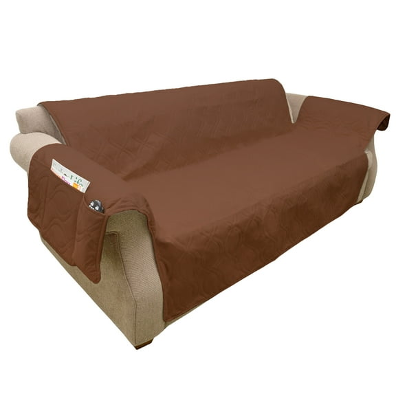 Pet Protector Furniture Covers - 100% Waterproof Couch Covers for Dogs or Cats – 3-Cushion Pet Sofa Cover with Non-Slip Straps by PETMAKER (Brown)