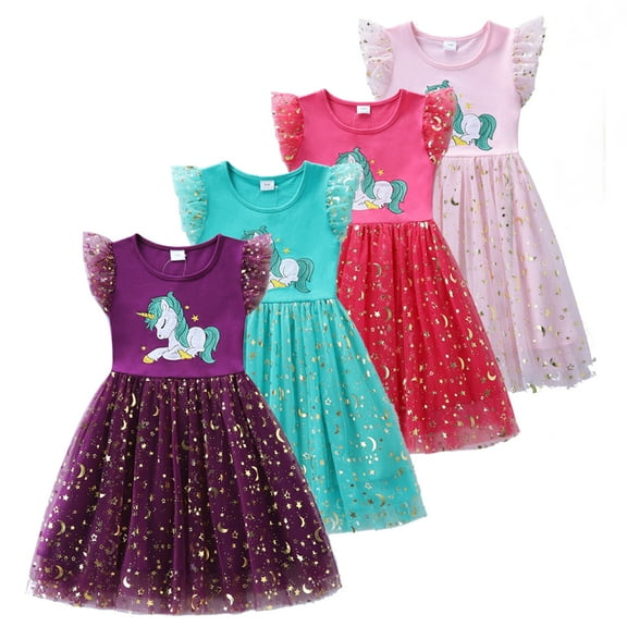 Bellafa Toddler Girl Tulle Dress Summer Ruffle Sleeveless Baby Girl Casual Dresses 3-8Y Princess Tutu Sundress