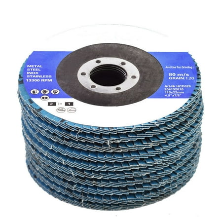 

50 Pcs 4-1/2 X 7/8 inch 120 Grits Premium Zirconia Flap Discs Grinding Wheel Sandpaper for Grinding