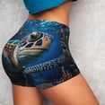 thumbnail image 4 of Rateoe Ocean Coral Turtle Printed Power Workout Shorts for Women Tummy Control Squat Proof Ribbed Thick Seamless Scrunch Active Short-Large, 4 of 8