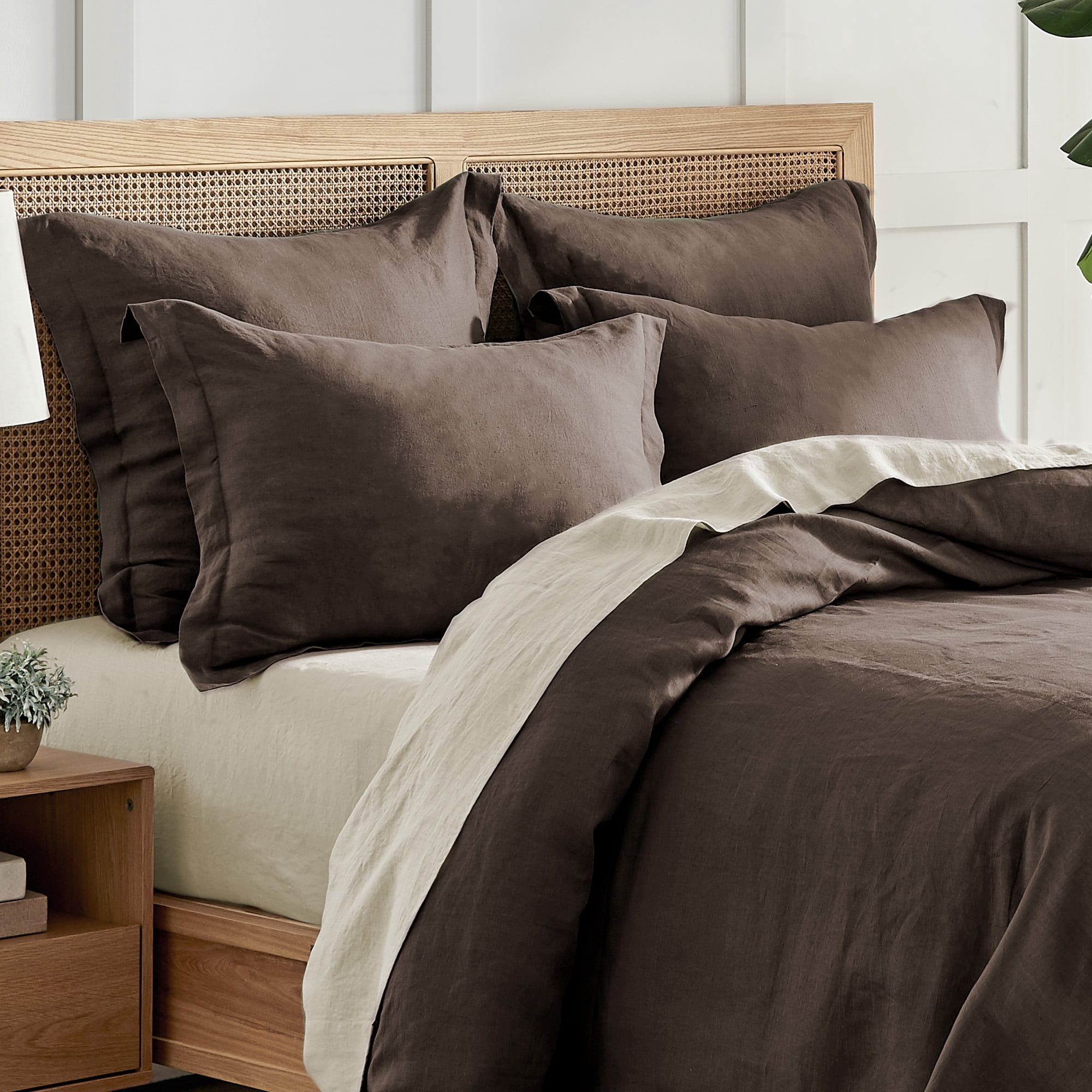 Levtex Home - 100% Linen - Queen Duvet Cover - Washed Linen - Cocoa - Duvet Cover Size (90x94in.)