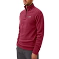 thumbnail image 4 of TOUMENY Men Half Zip Fleece Pullover High Neck Outdoor Hiking Casual Warm Winter Sweater Solid Letter Embroidered Raglan Sleeve Relaxed Pullover Red XXL, 4 of 7