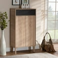 thumbnail image 2 of Bowery Hill Two-Tone Oak Brown and Dark Gray Shoe Cabinet, 2 of 9