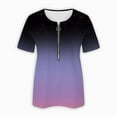 thumbnail image 5 of Hauts d'Été pour Femmes Grande Taille Mode Femme Ample Confortable Col en V à Fermeture Éclair Imprimé Manches Courtes Haut Blouse T-Shirt Col en V Femme en Liquidation, 5 of 5