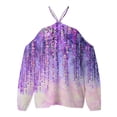 thumbnail image 4 of Ichuanyi Womens Shirts , Women Flowers Printing V-Neck Long Sleeve Halter Sexy Off Shoulder T-Shirt Casual Tops Blouse, 4 of 4