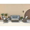 thumbnail image 2 of PARKWELL Outdoor Patio Wicker Furniture Set - 5 Piece Sectional Sofa Set with 3-Seat Sofa,2 Chairs and 2 Ottomans,Gray Wicker and Gray Cushion, 2 of 8