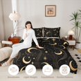 thumbnail image 3 of Homewish Gold Moon Twin Comforter Sets, Starry Sky Bedding Set, Black, Black Reversible 2 Piece, 1 Comforter and 1 Pillowcase, 3 of 6