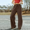 thumbnail image 4 of ZHUASHUM Women Casual Pants Solid Color Wide Leg Joggers High Waist Long Pants With Pocket Plus Size Sweatpants Summer Formal Streetwear 2Xl Brown, 4 of 7