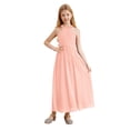 thumbnail image 1 of renvena Robe de Demoiselle d'Honneur pour Filles, Robe de Fête Sans Manches en Chiffon, Rose 14, 1 of 7