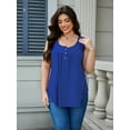 thumbnail image 2 of JYLFC Womens V Neck Plus Size Tank Pleated Henley Sleeveless Tops, Blue 4XL, 2 of 5