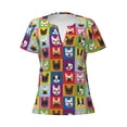 thumbnail image 3 of Naloa Colorful Bulldog Print T-Shirts Short Sleeve V Neck Tees for Women Fashion Tops Trendy Lightweight Soft Casual Summer Outfits Clothes, 3 of 5