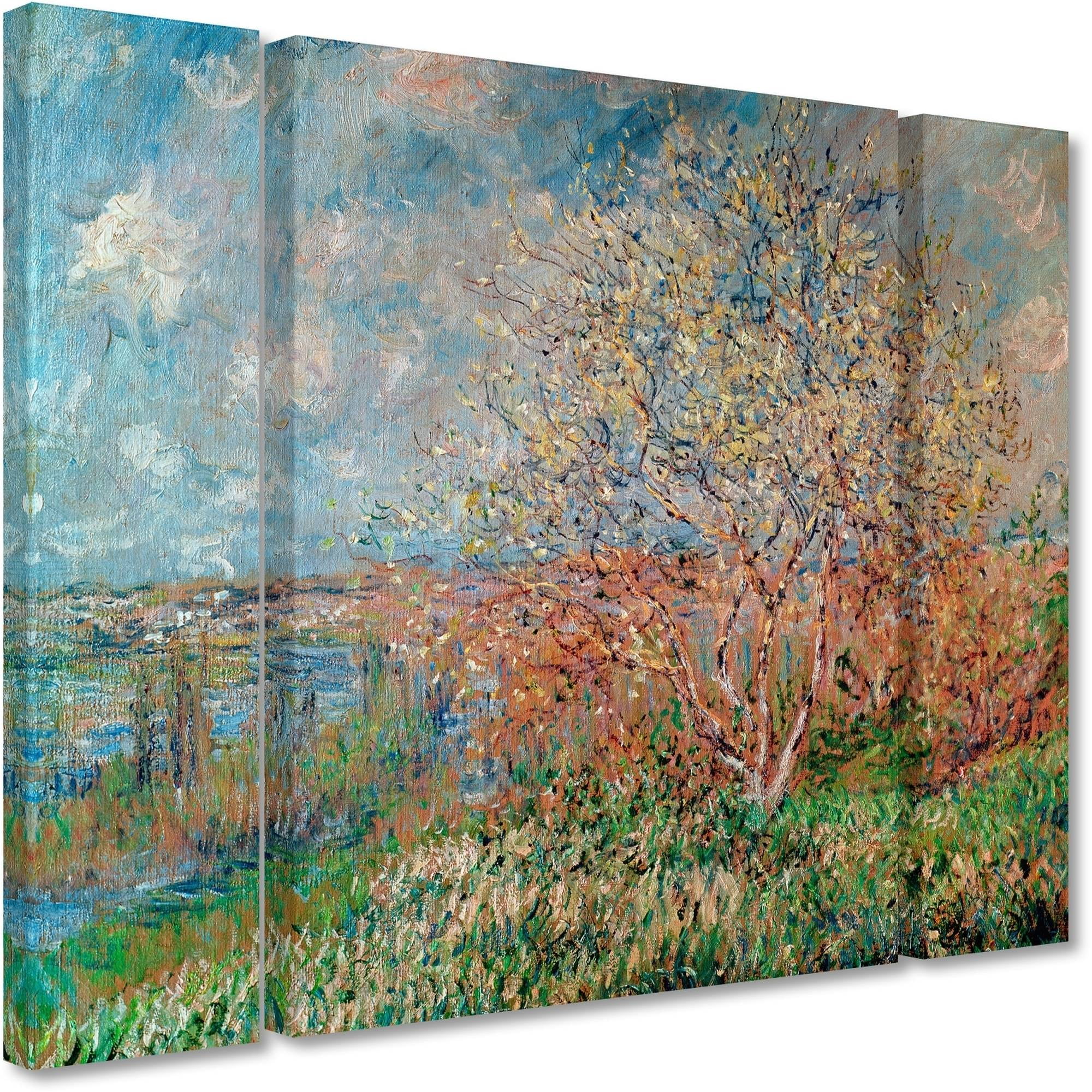 Trademark Fine Art "Spring 1880" Canvas Art by Claude Monet Three Panel Set