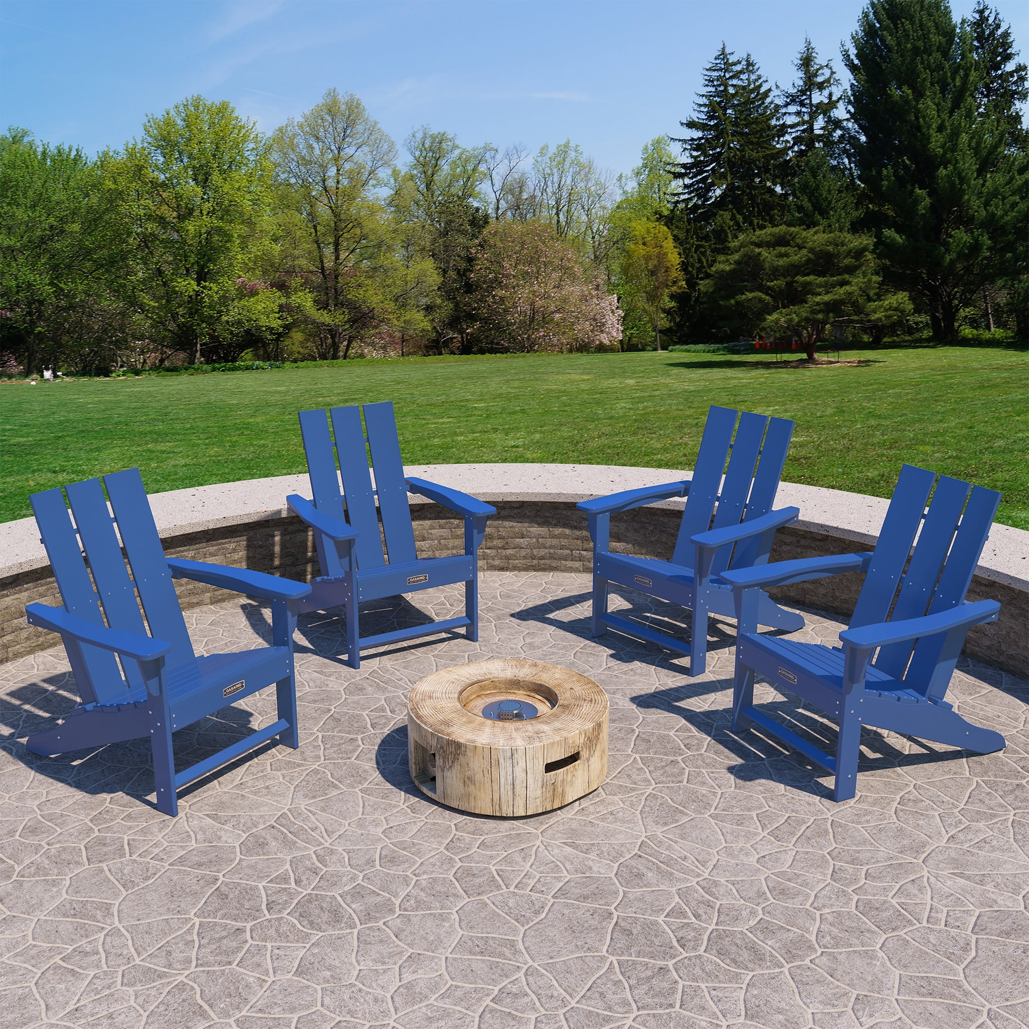 CASAINC Modern Blue 3-Pack 4.7 inch W Arm Outdoor Patio Folding Wood Adirondack Chair