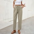 thumbnail image 4 of UAMVSH Women's Cotton Linen Pants Trendy Lace Embroidered Vacation Pants Casual Lightweight Straight Leg Beach Pants with Pockets(Small,Beige), 4 of 6