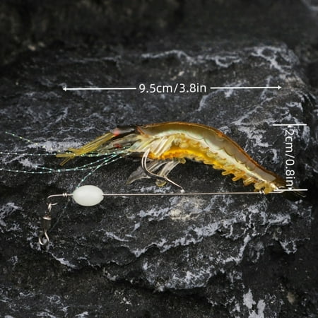 DEKAXID 10pcs Soft Shrimp Lures Fishing Saltwater Luminous Shrimp Bait Set Fishing Lures with Sharp Hooks for Freshwater Saltwater Trout Bass